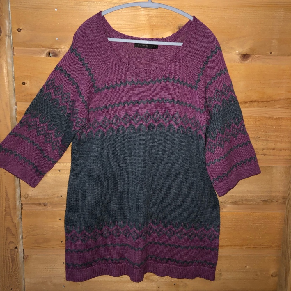 The Limited sweater dress purple / gray wool blend size XL plus size 3/4 sleeve - Picture 1 of 7